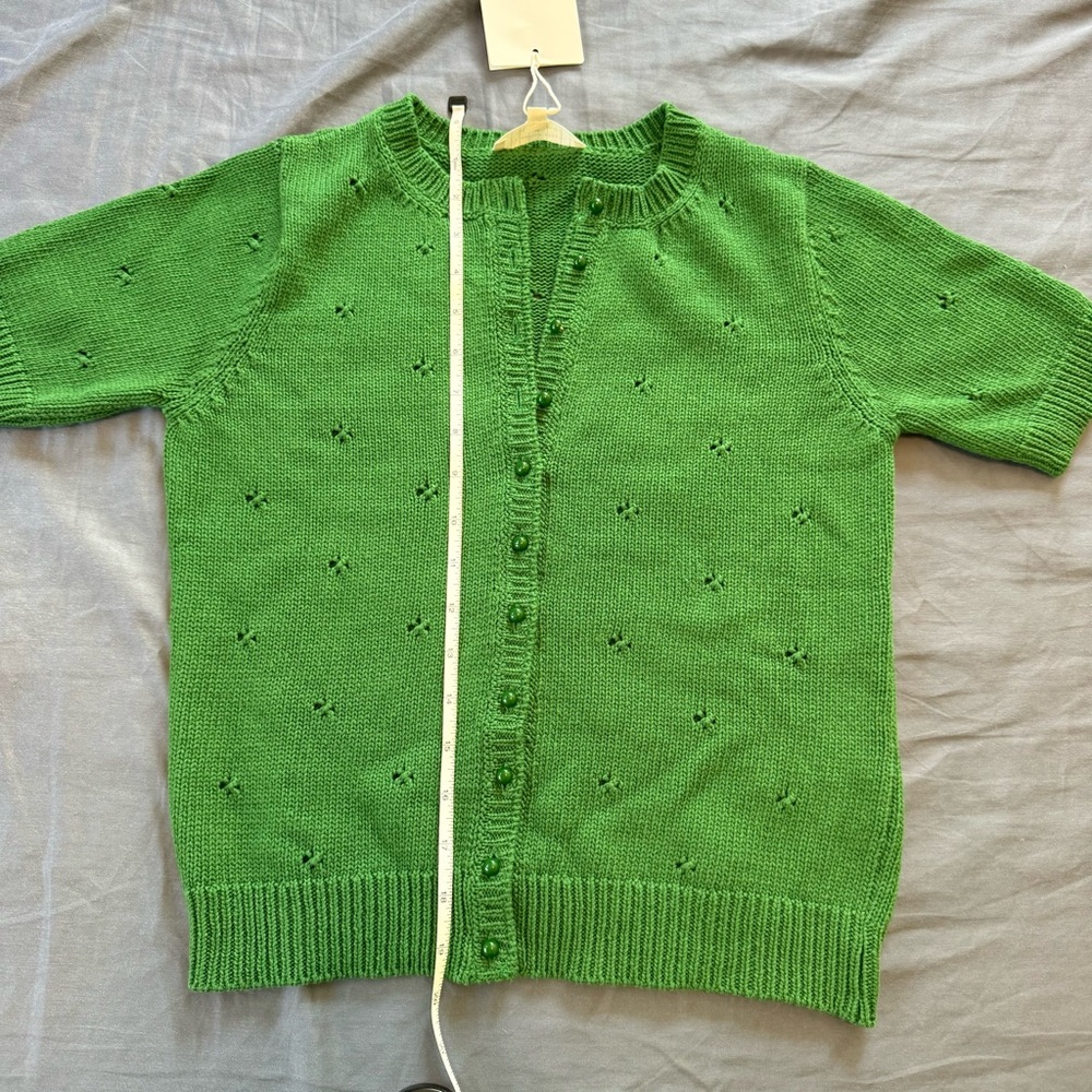 Sezane Green Short Sleeve Knit Cardigan - Picture 7 of 9